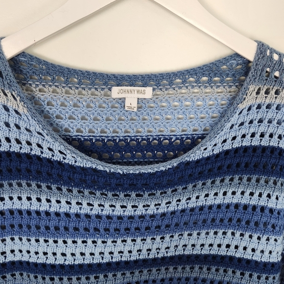 Johnny Was Size LARGE Striped Crochet Sweater NWOT - Picture 8 of 11